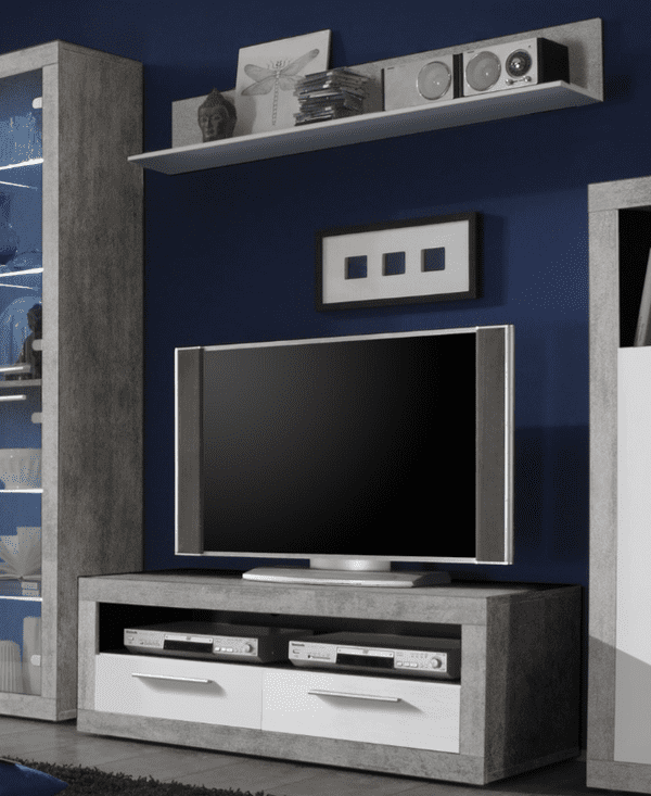 120cm TV Cabinet Grey and White Gloss Lela